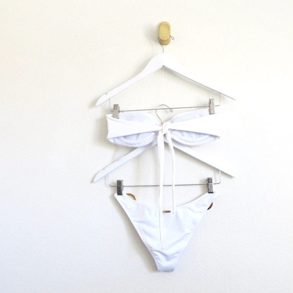 NEW! Kenny Flowers The Santorini Bikini Top and Bottom Gold Rings Set White S, L - Picture 11 of 16